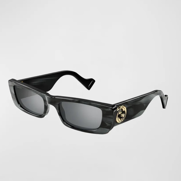 New GUCCI Monochromatic Rectangle Sunglasses w/ Interlocking G Temples - Picture 3 of 14